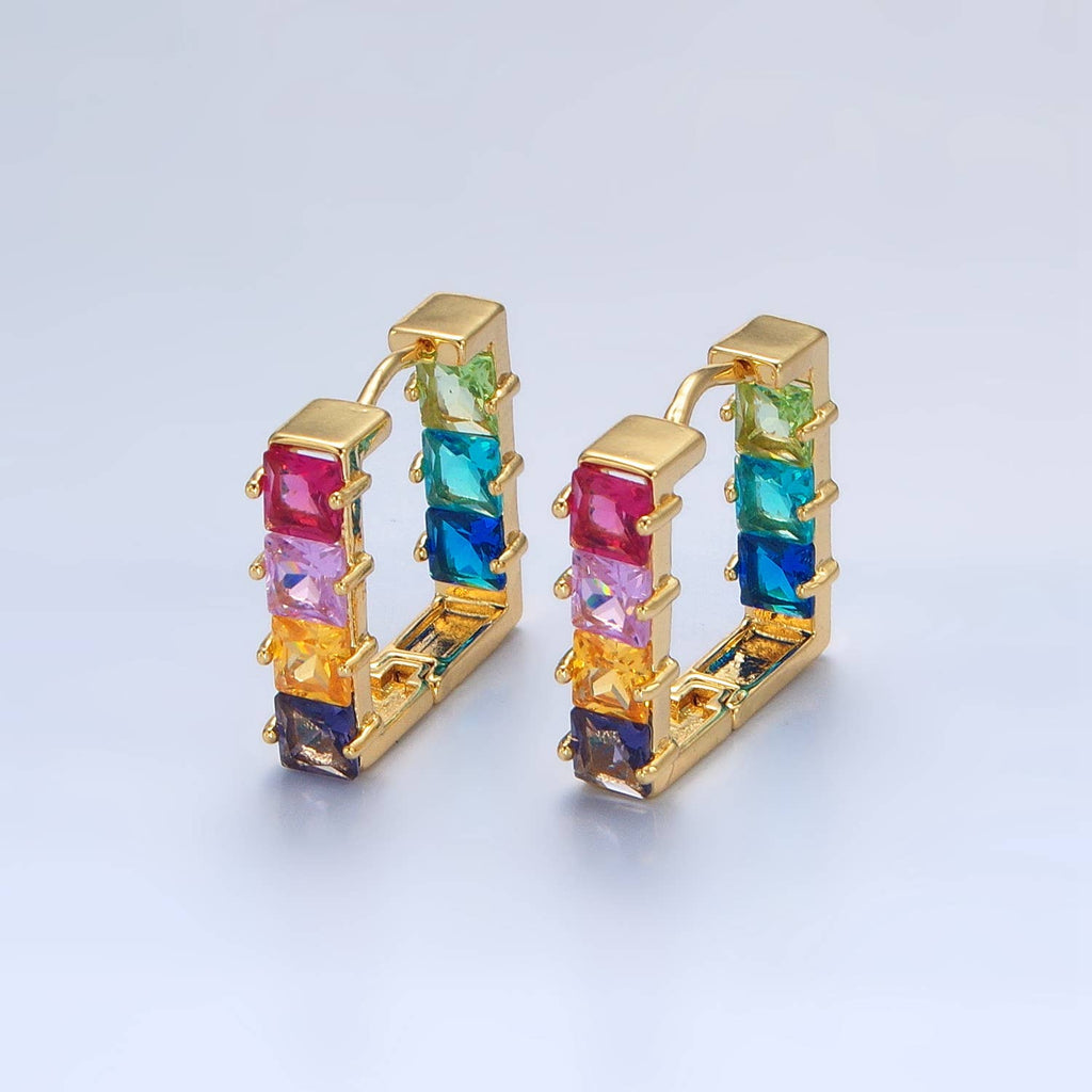 Gold Filled Multicolor Square Hoops