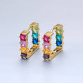 Gold Filled Multicolor Square Hoops