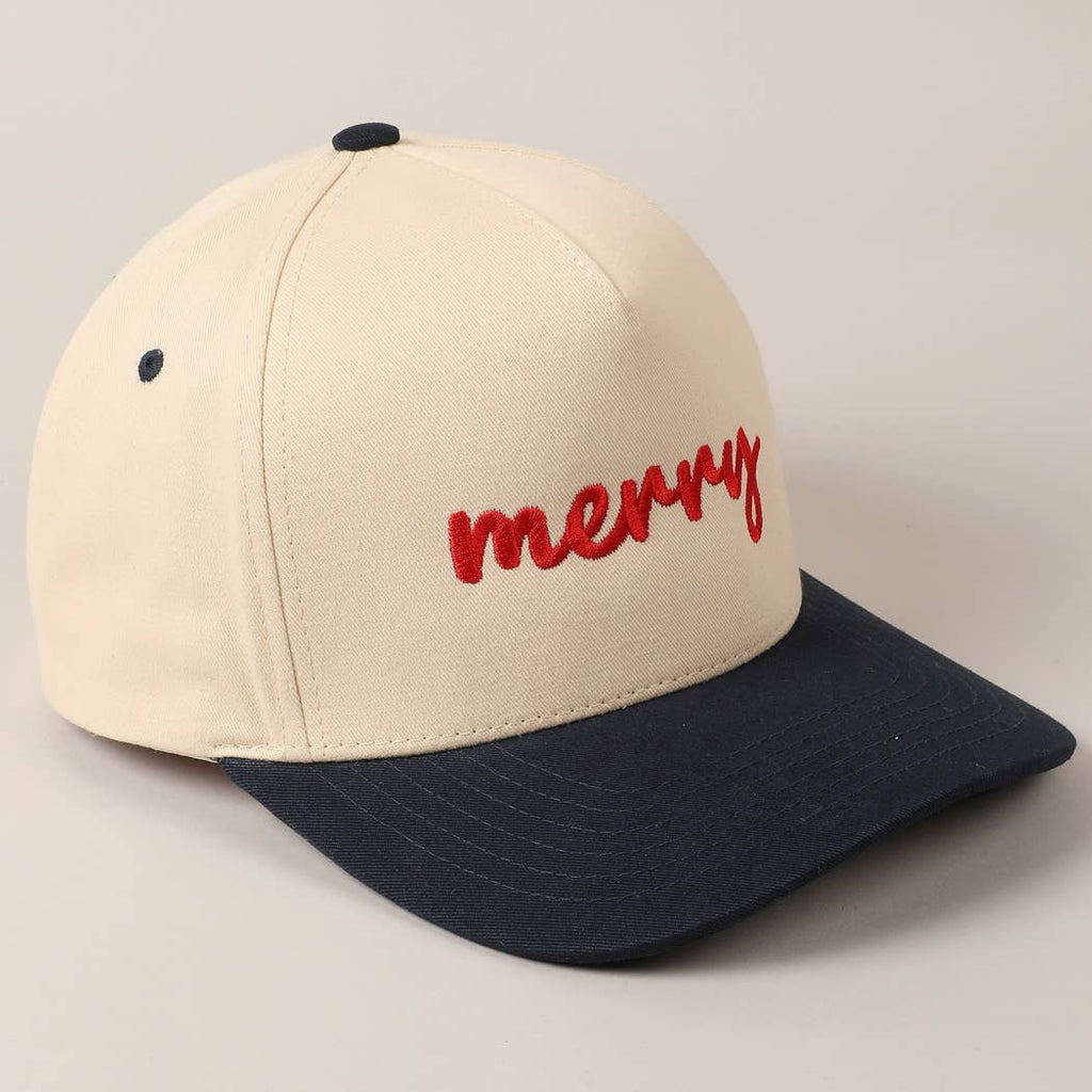Merry embroidery hat