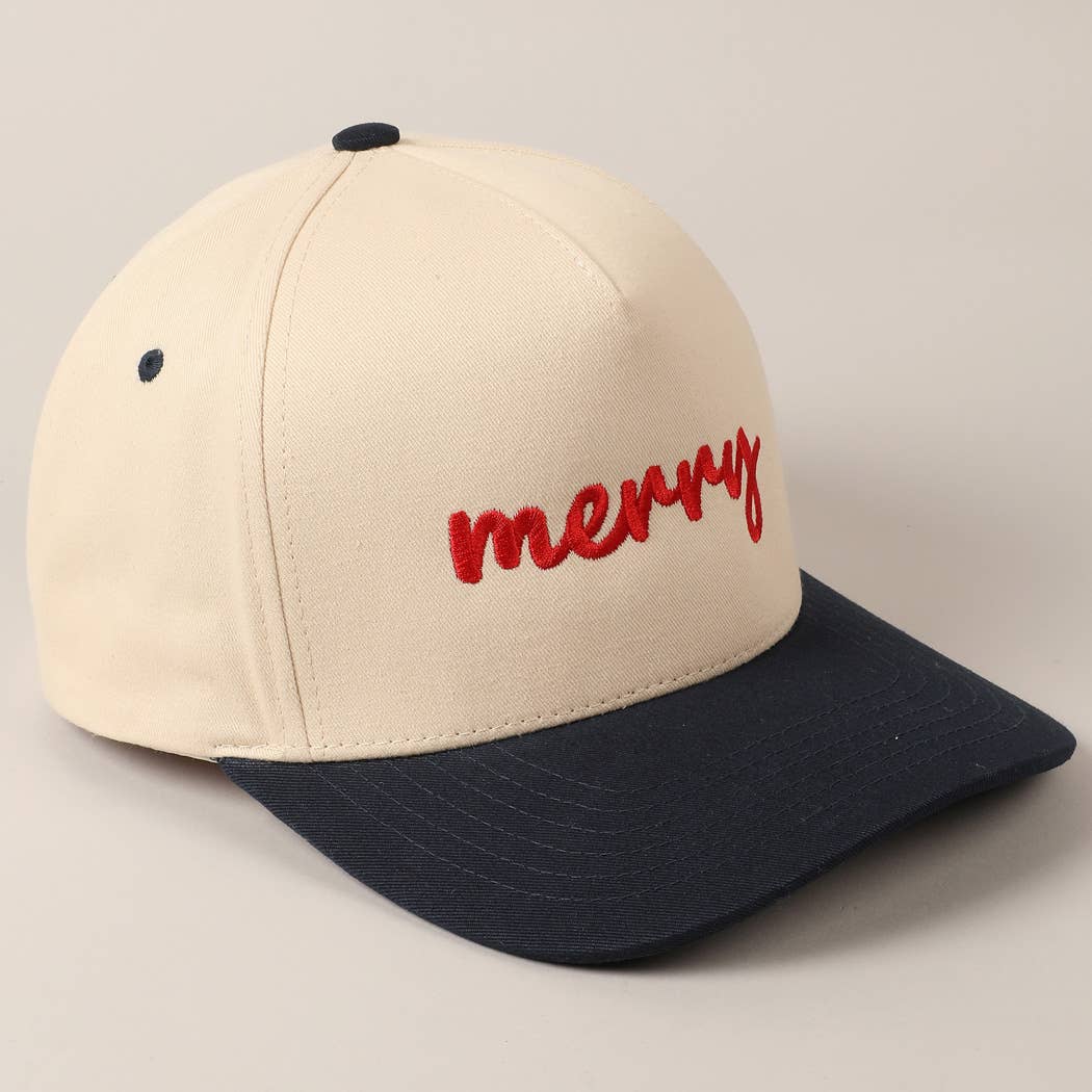 Merry embroidery hat