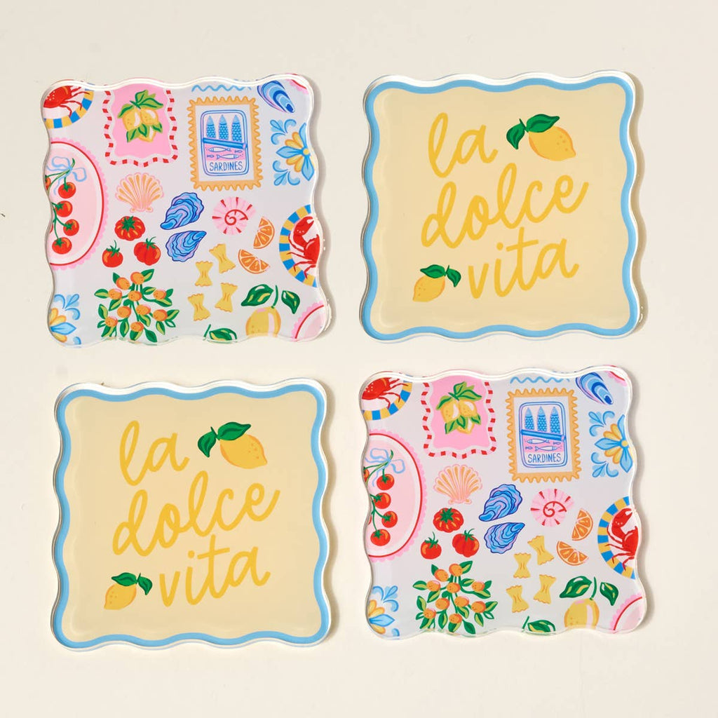 Ciao Bella Table Talk Acrylic Coaster Set
