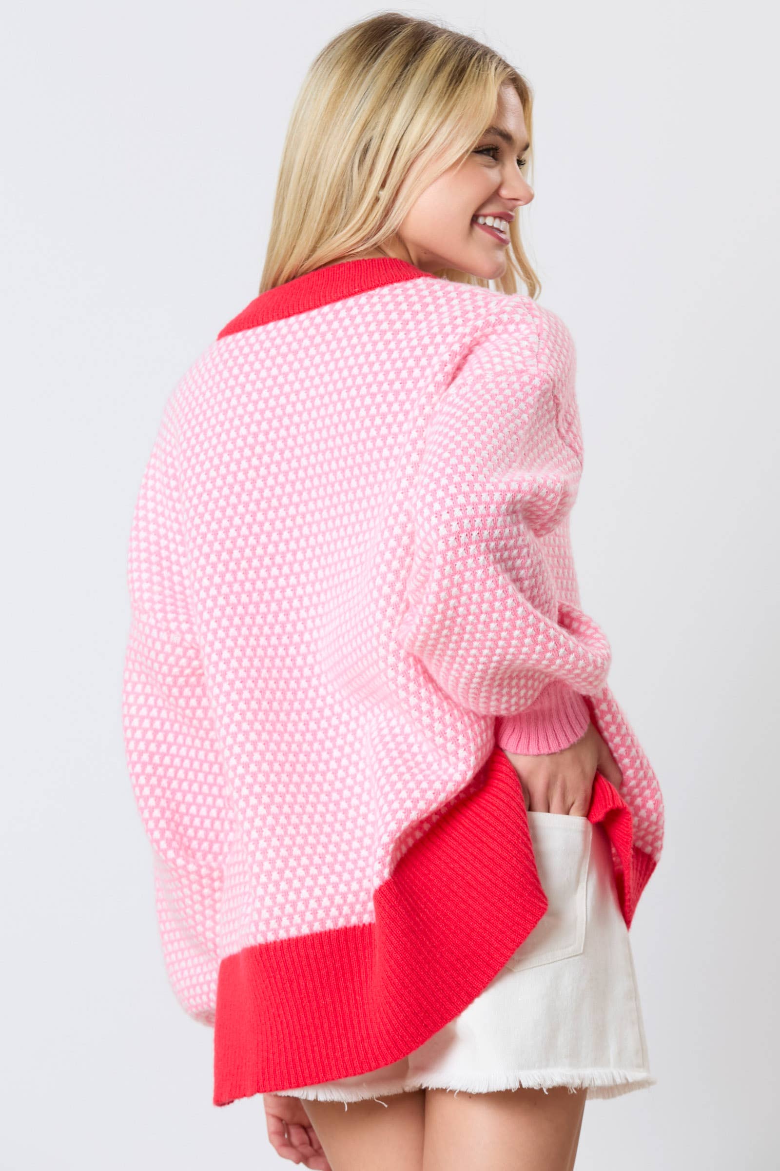 Pink & Red Cable Sweater