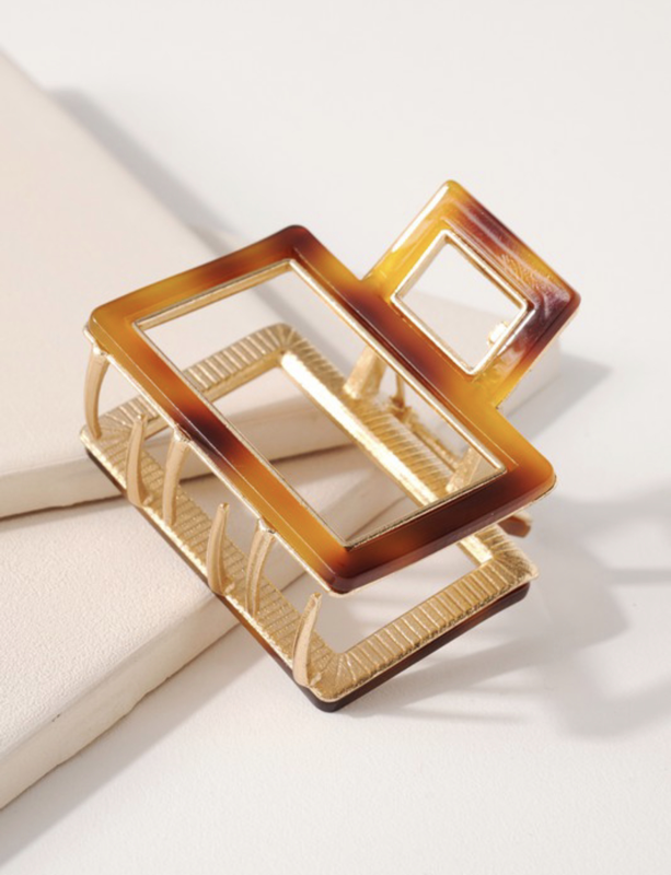 Square Tortoise Hair Clip
