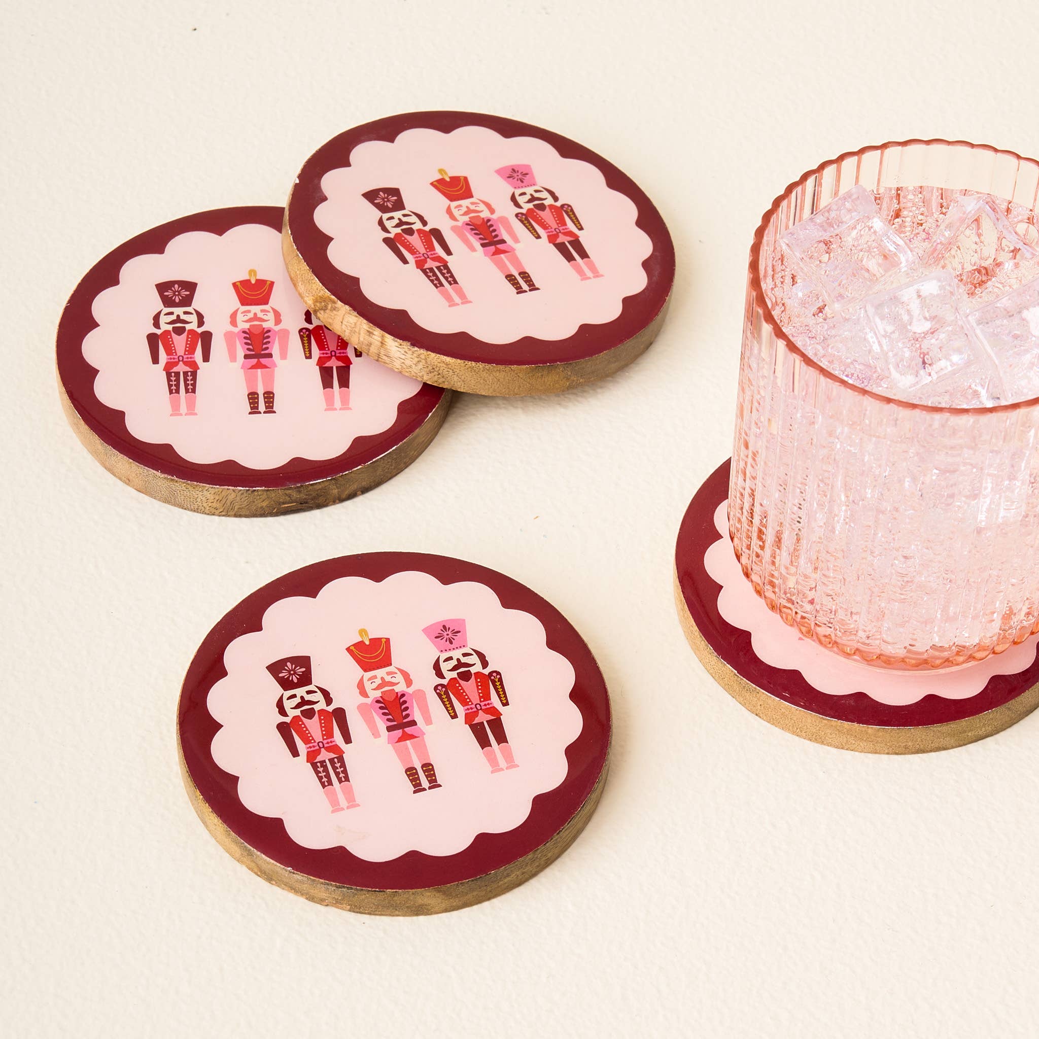 Wood Coaster Set-Nutcrackers