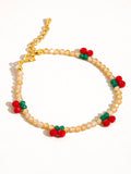 Gold Beaded Cherry Bracelet