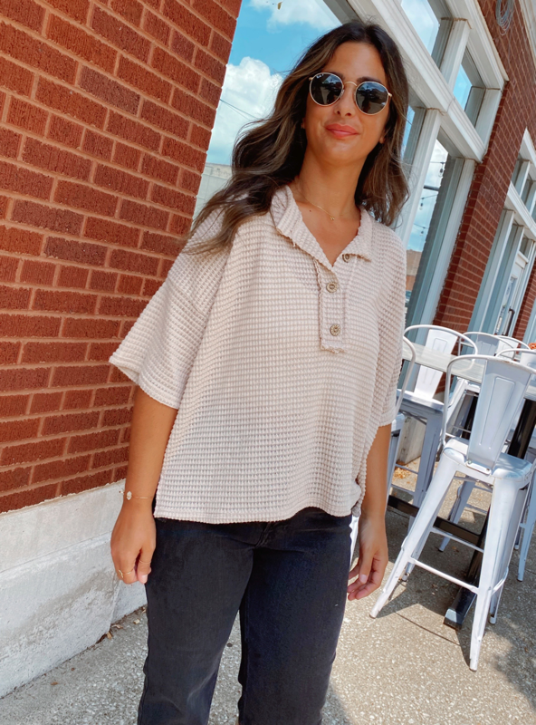 Taupe Waffle Top
