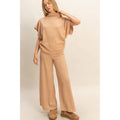 Mock Neck Top And Pants Set: Beige