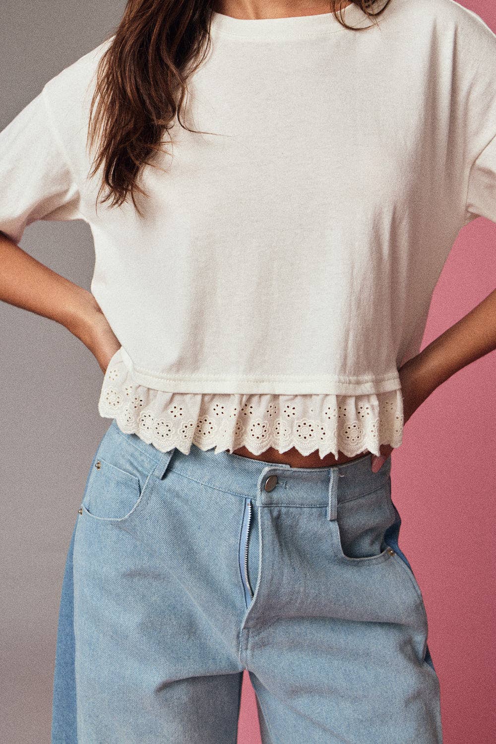 Precious Eyelet Hem Knit Top