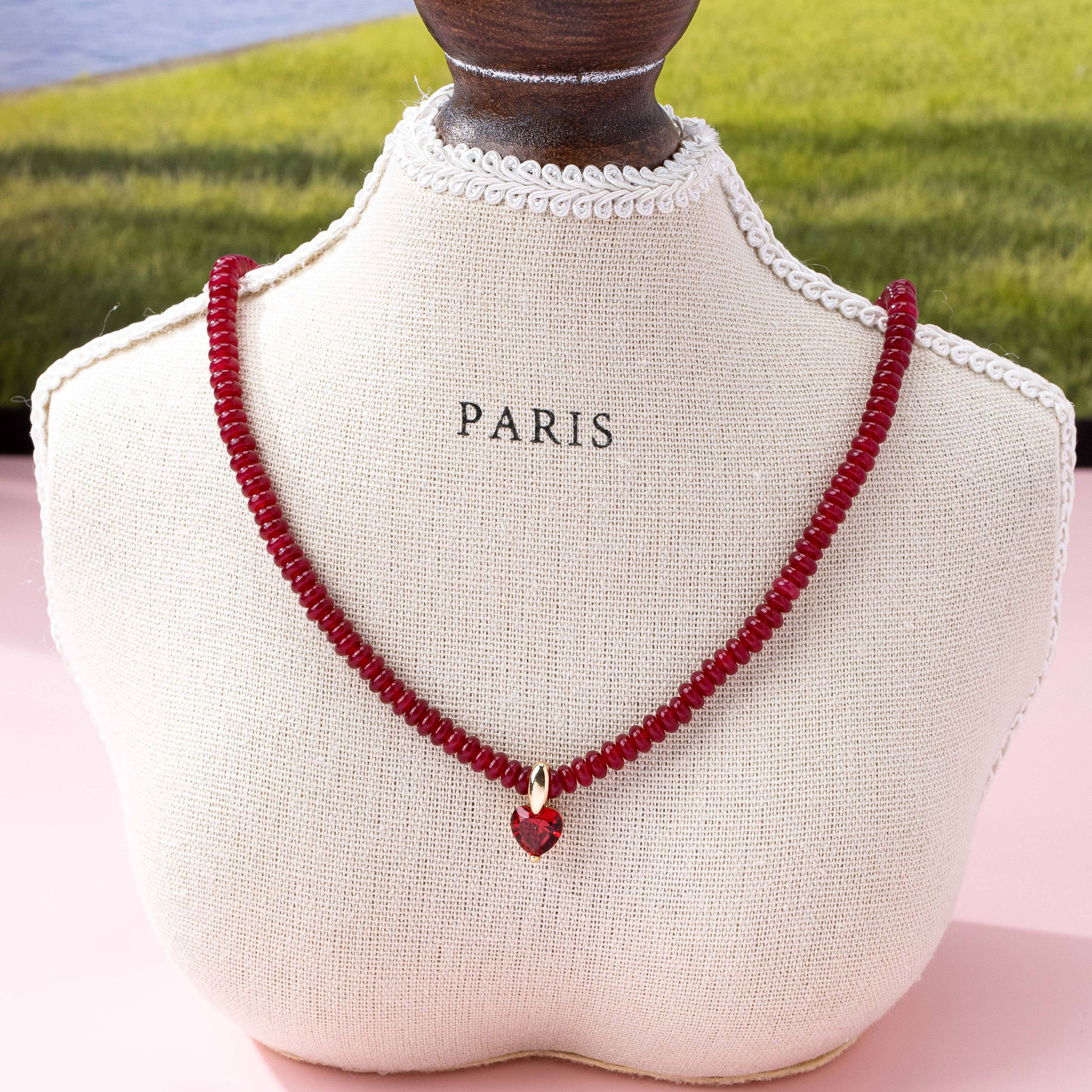 Pink & Brown Natural Semi Precious Charm Necklace