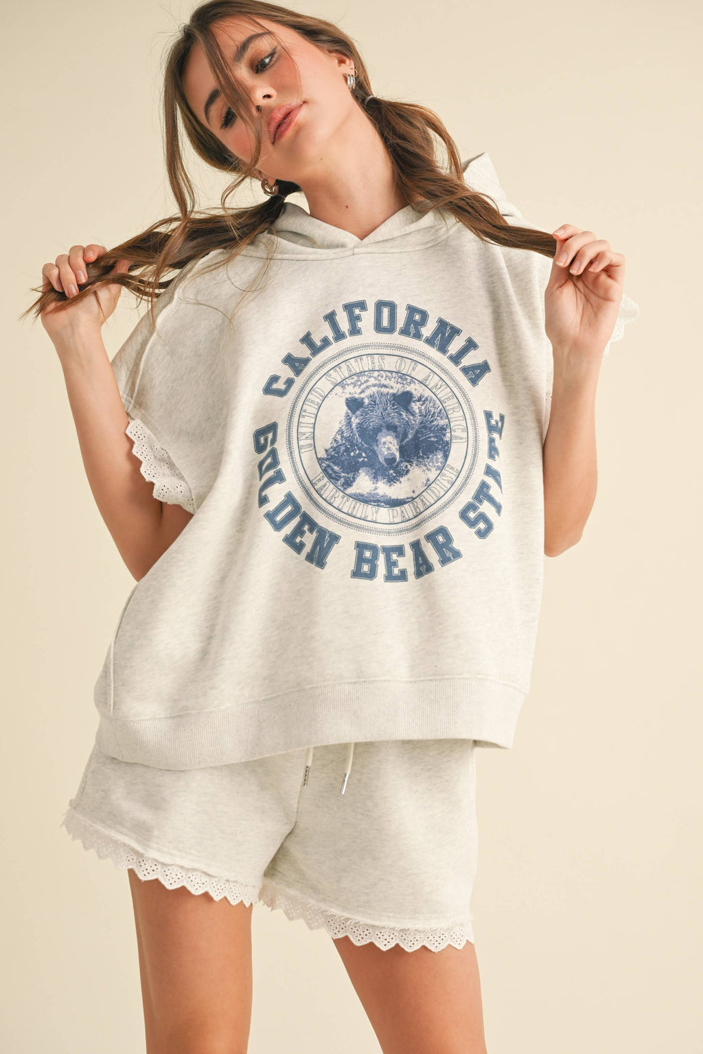 Cali Lace Pullover Top & Shorts Set