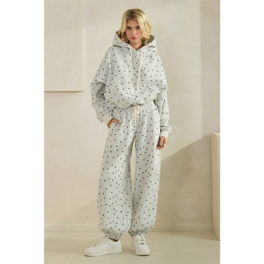 Polka Dot Bubble Hem Knit Hoodie