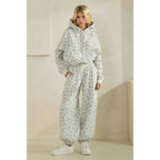 Polka Dot Bubble Hem Knit Hoodie