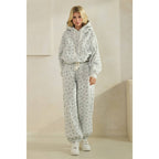 Polka Dot Bubble Hem Knit Hoodie