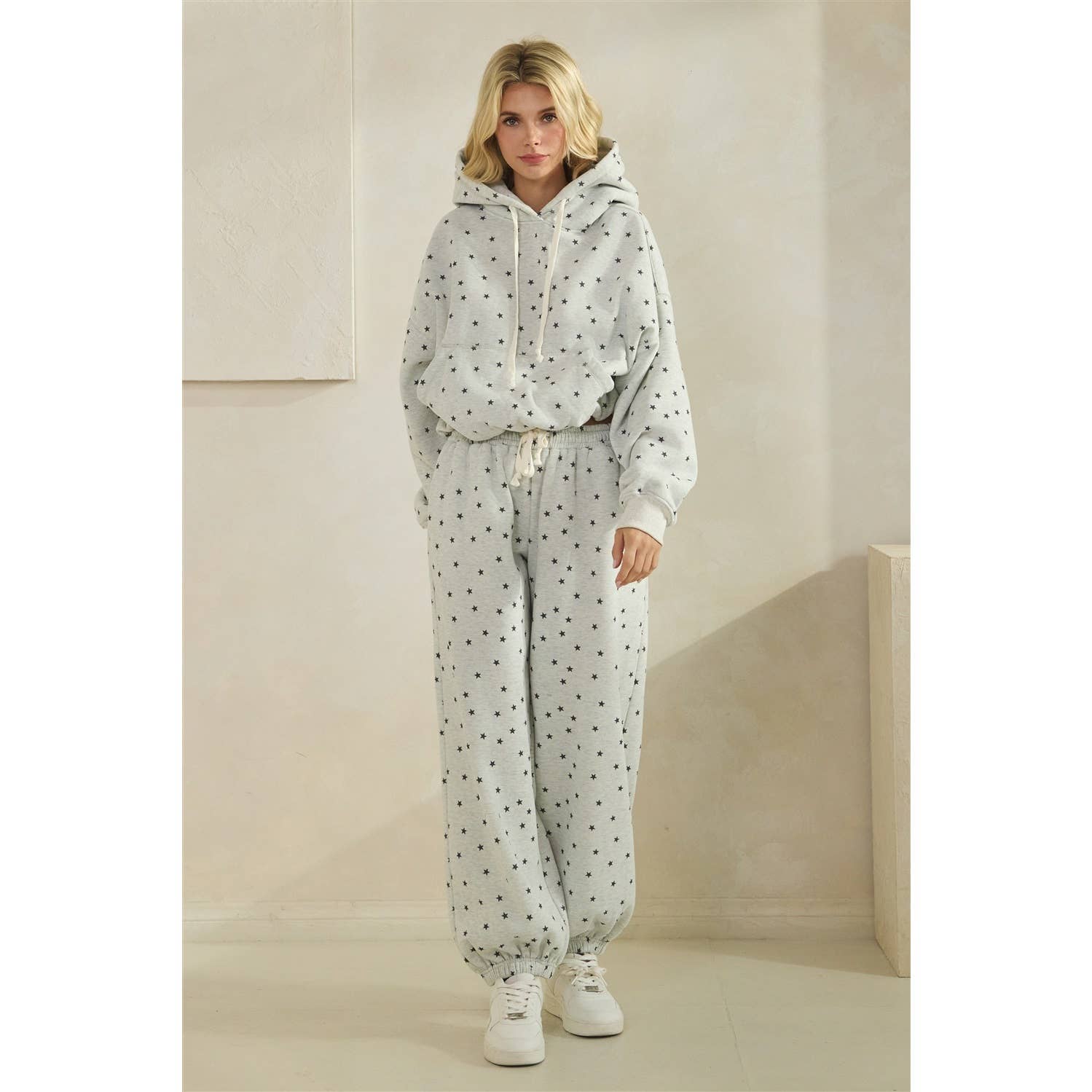 Polka Dot Bubble Hem Knit Hoodie