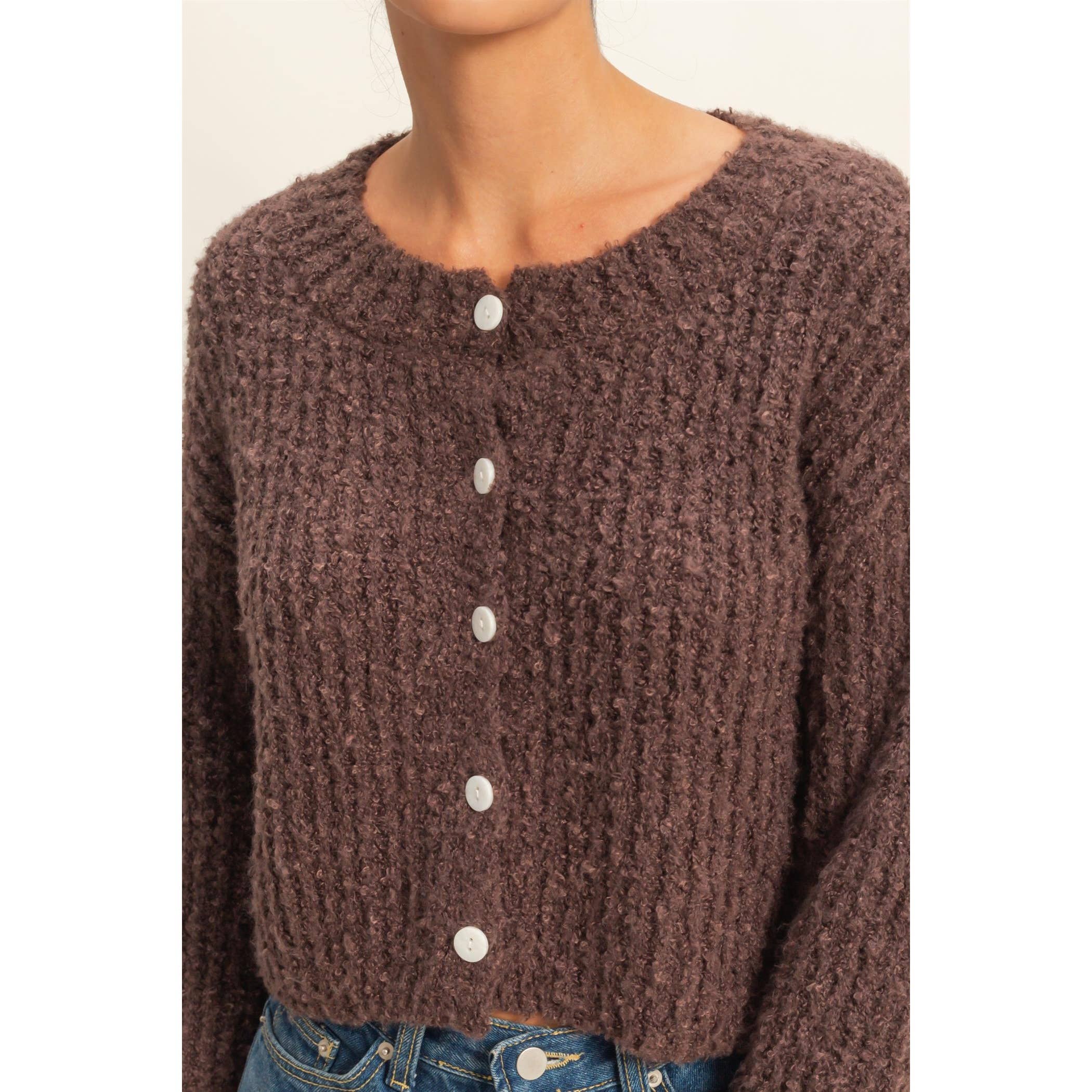 Fluffy Button-Up Cardigan