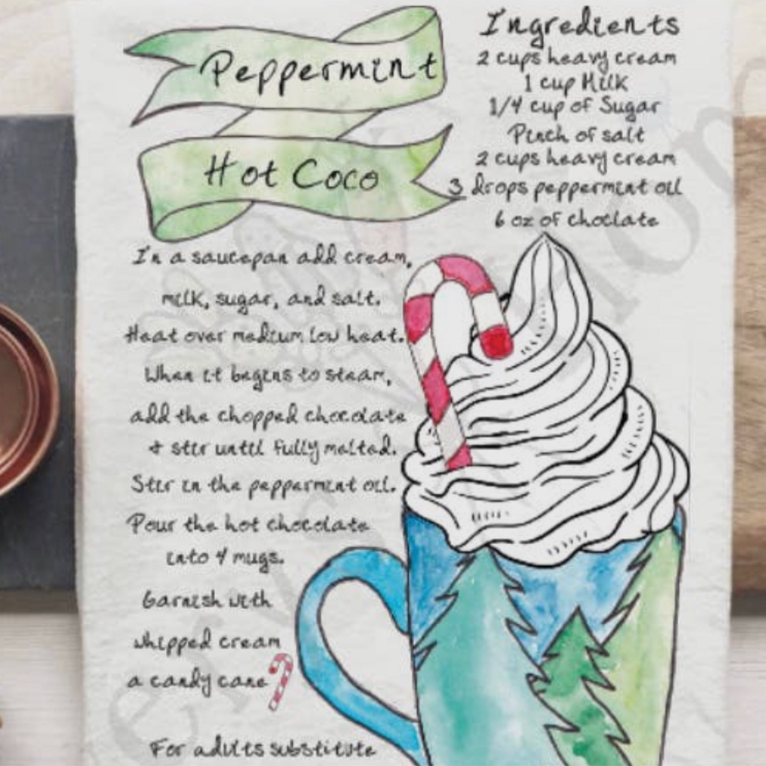 Peppermint Cocoa Hand Towel