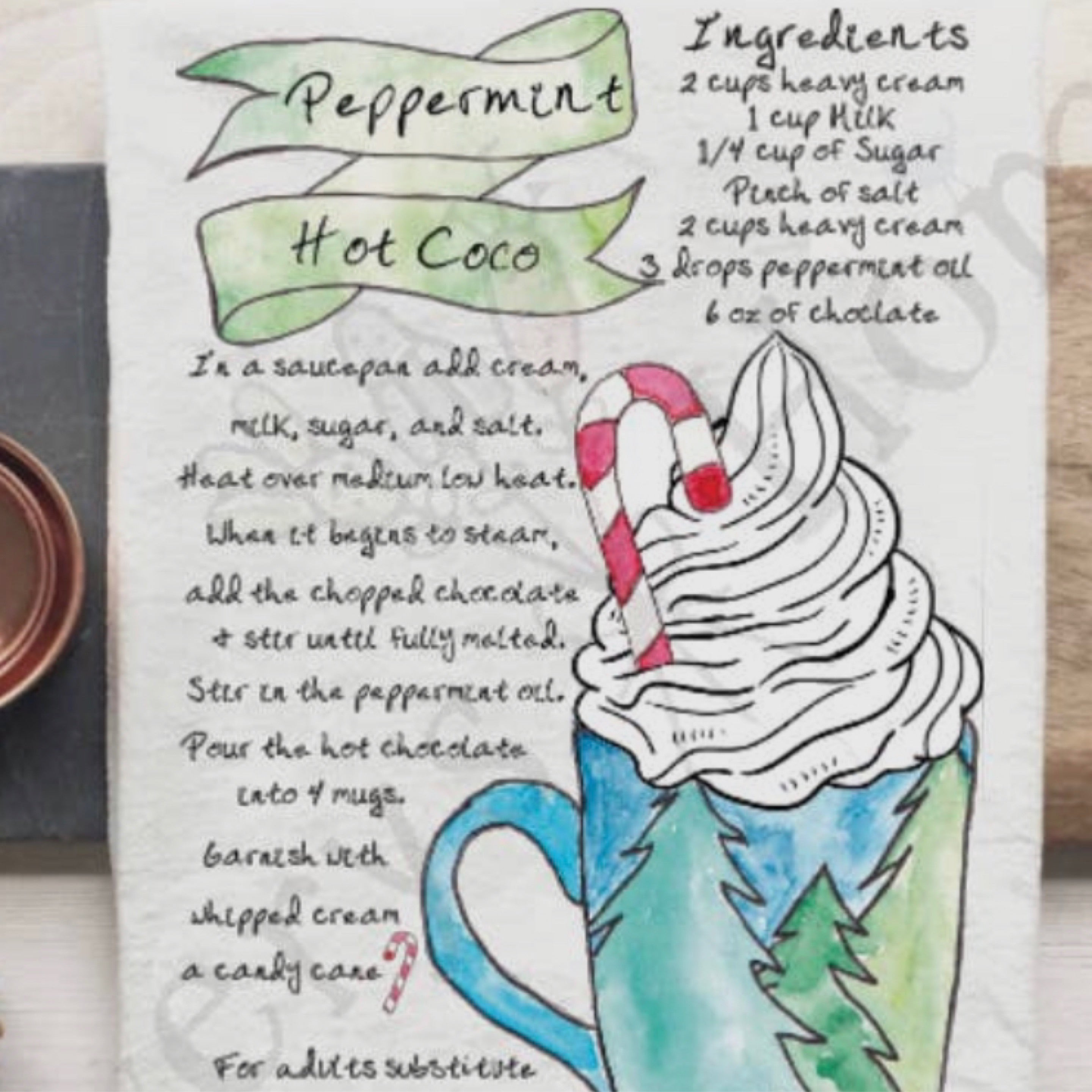 Peppermint Cocoa Hand Towel