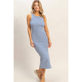 Striped Ribbed Tank Dress: BLUE
