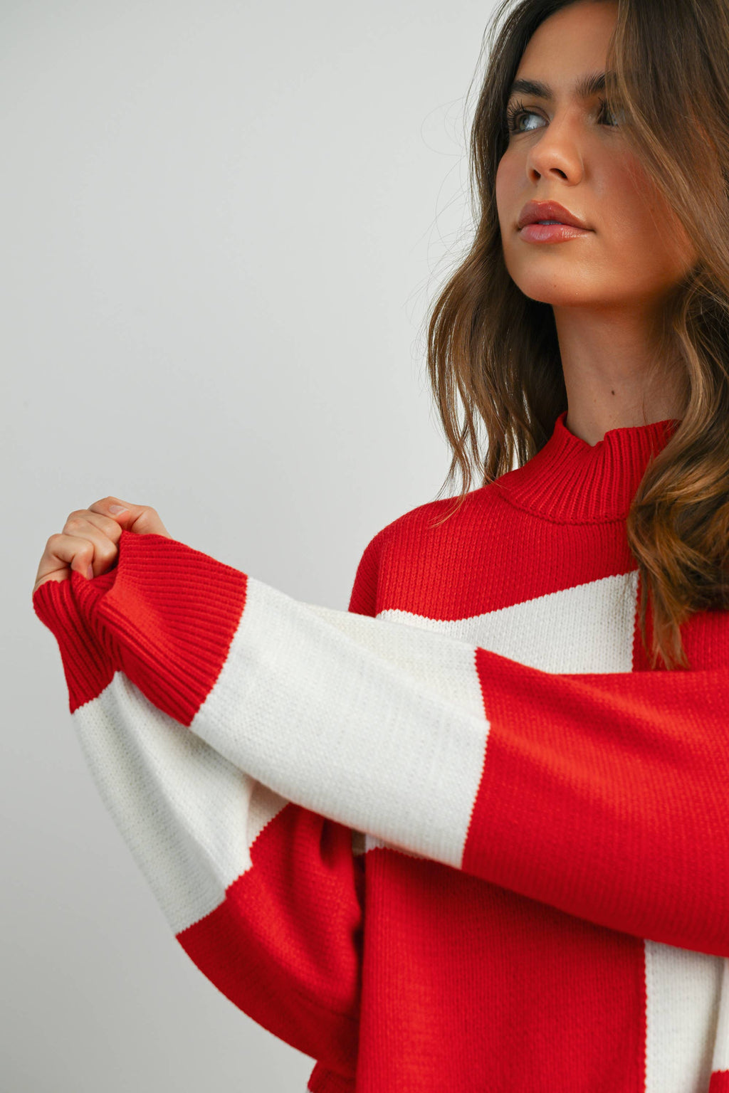 Trendy Checkered Sweater -TAUPE / IVORY