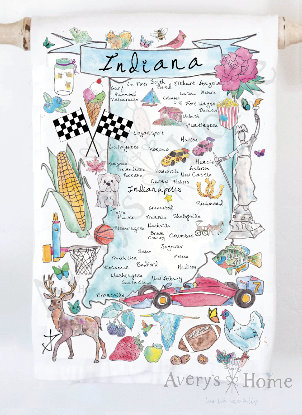 IN State Map Hand Towel