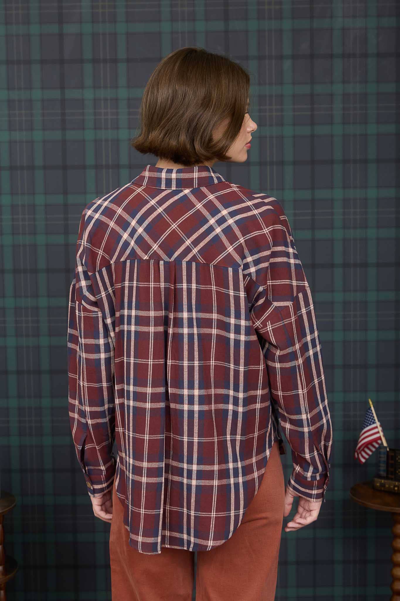 BUTTON DOWN SHIRT: BURGUNDY MULTI