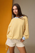 Striped Relaxed Fit Pullover: Yellow