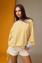 Striped Relaxed Fit Pullover: Yellow