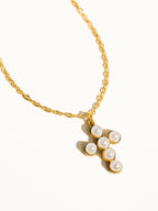 Faith Non-Tarnish Dainty Pearl Cross Necklace: Yellow Gold