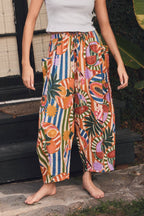 Tropical Printed Wide-leg Pants
