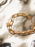 Aether Gold Stacked Chain Pearl Non-Tarnish Bracelet: Yellow Gold