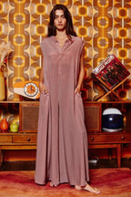 Wide Leg Satin Jumpsuit Mauve