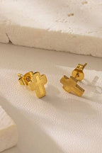 Tarnish Free Gold Cross Studs