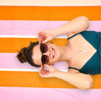 Sicily Stripes Pink XL Quick-Dry Beach Towel