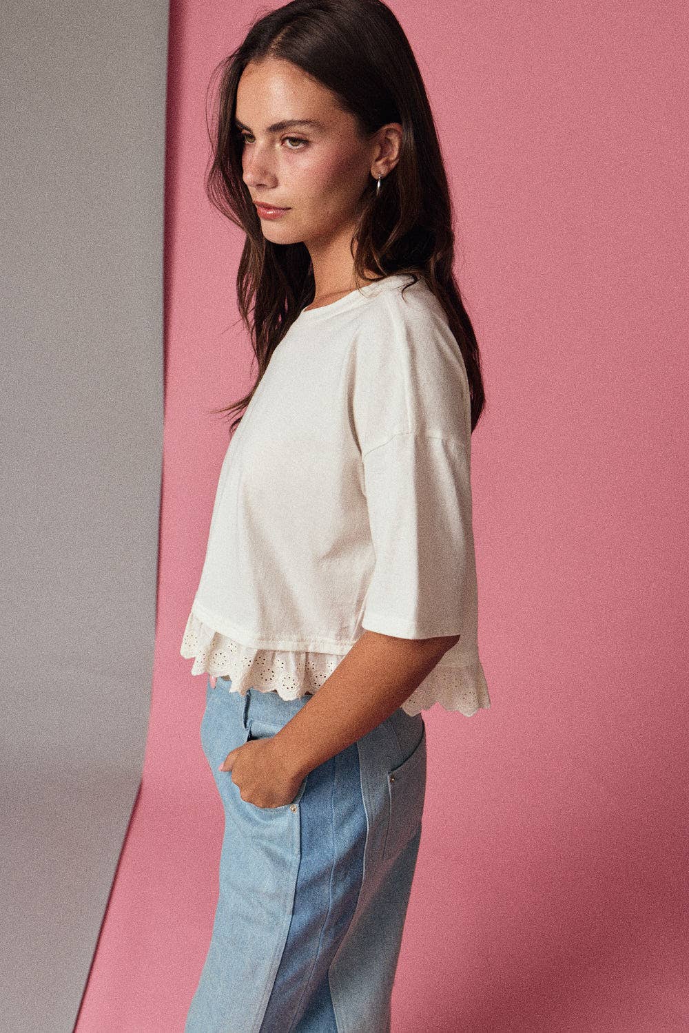 Precious Eyelet Hem Knit Top