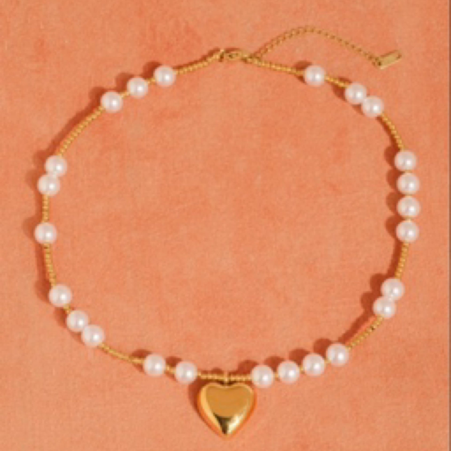 Galilea Non-Tarnish Heart Pearl Necklace