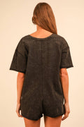 Black Washed Knit Romper