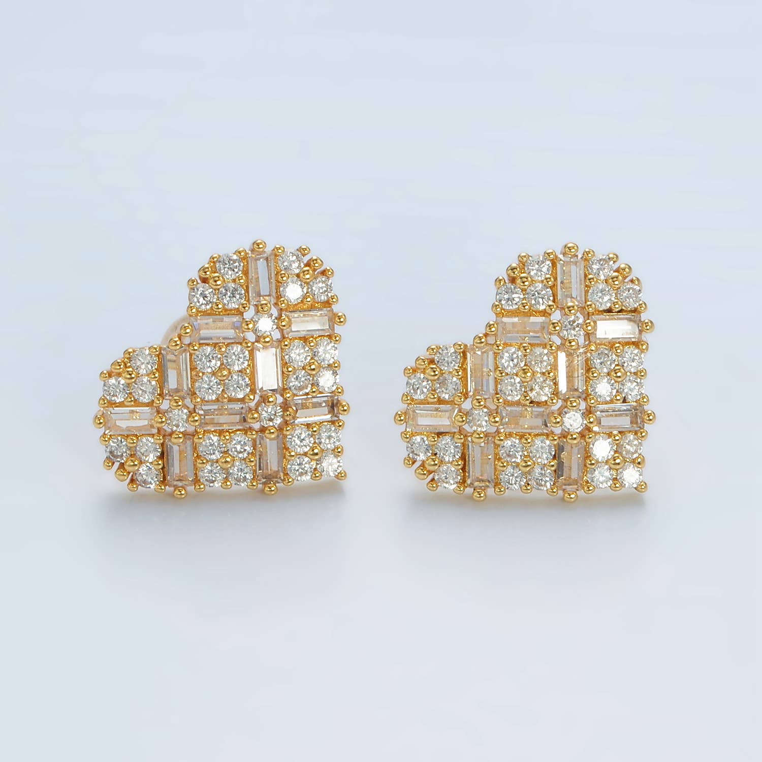Baguette CZ Heart studs