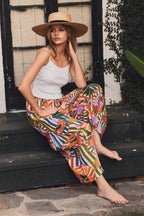Tropical Printed Wide-leg Pants