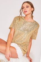 Sequin Party Blouse : Gold