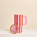 Sicily Stripes Pink 20 oz Flip Straw Tumbler