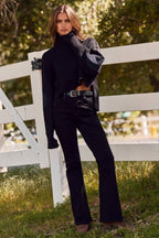 Ribbed Knit Cropped Turtleneck Sweater