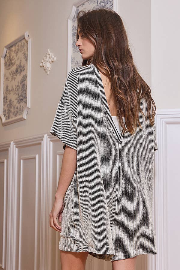 V-back Spiced Ribbed Romper