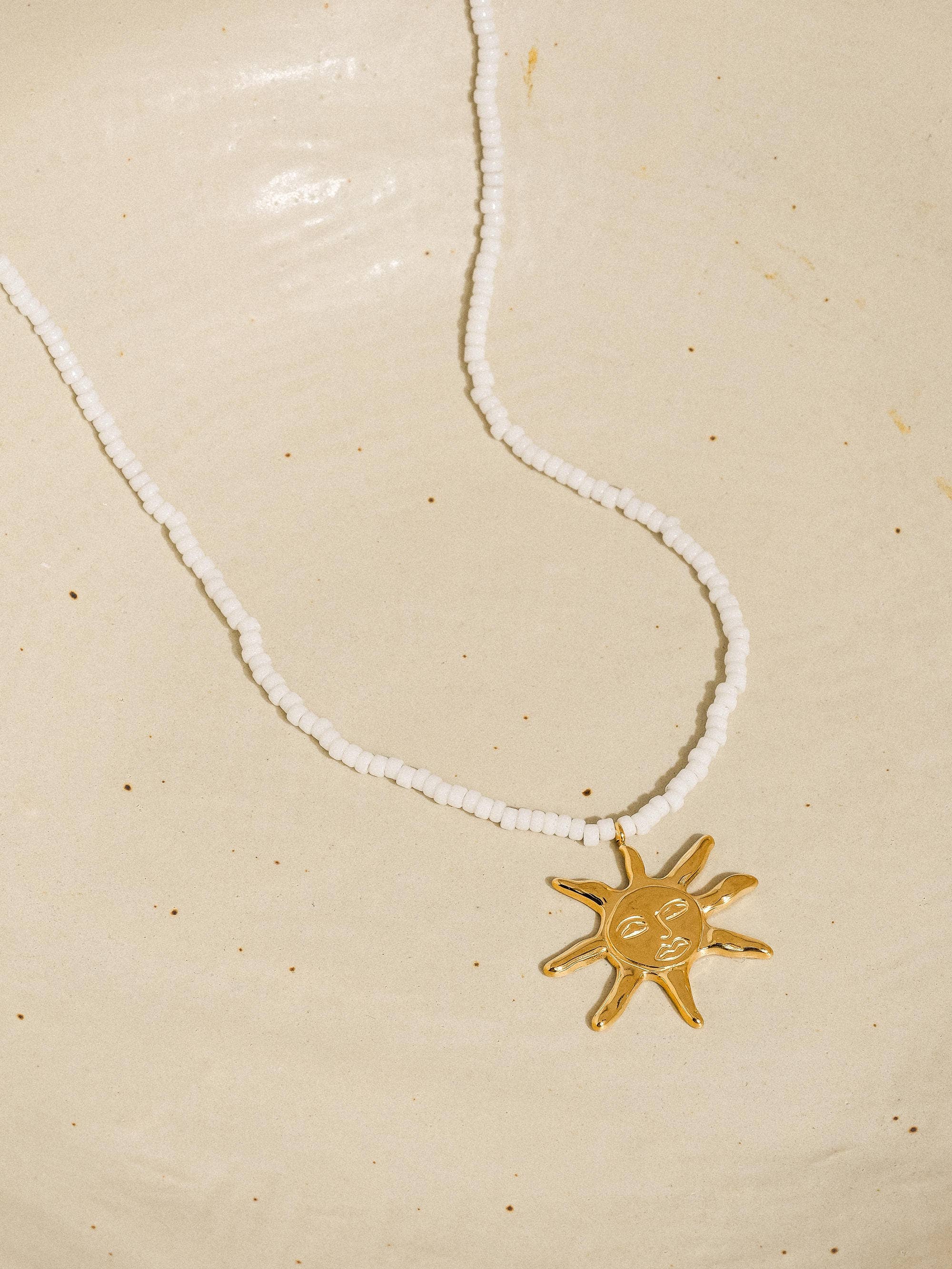 18k Non-Tarnish Sun Beaded Necklace