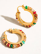 Capri 18K Gold Beaded Hoops