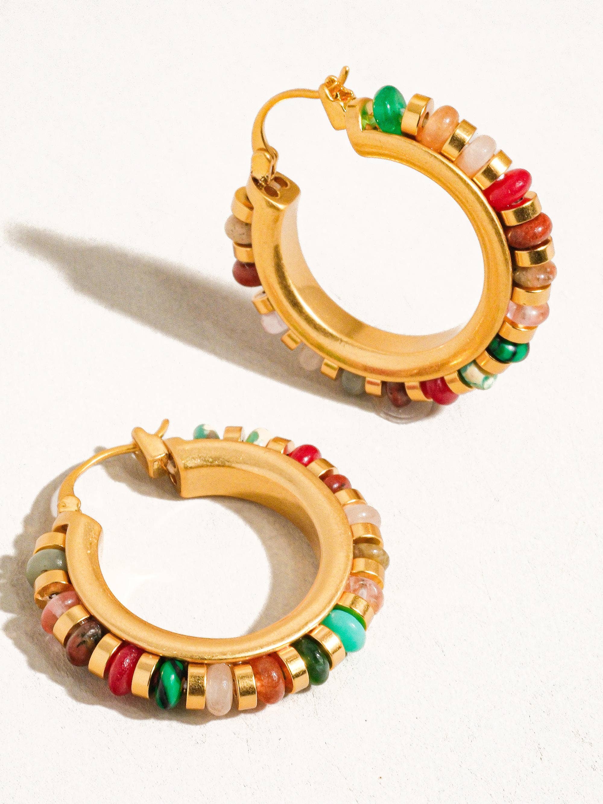 Capri 18K Gold Beaded Hoops