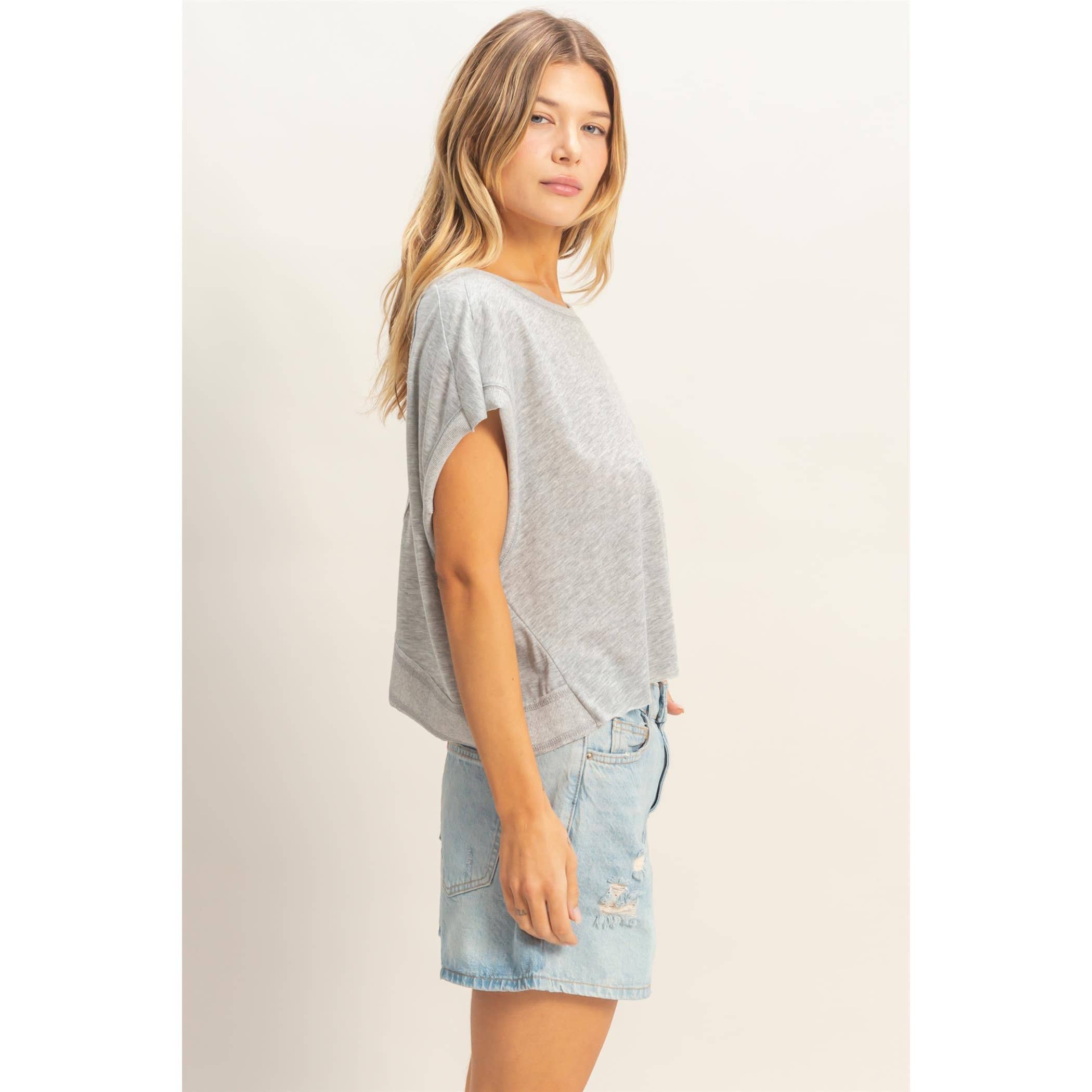 Boxy Open Back Top: HEATHER