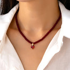Pink & Brown Natural Semi Precious Charm Necklace