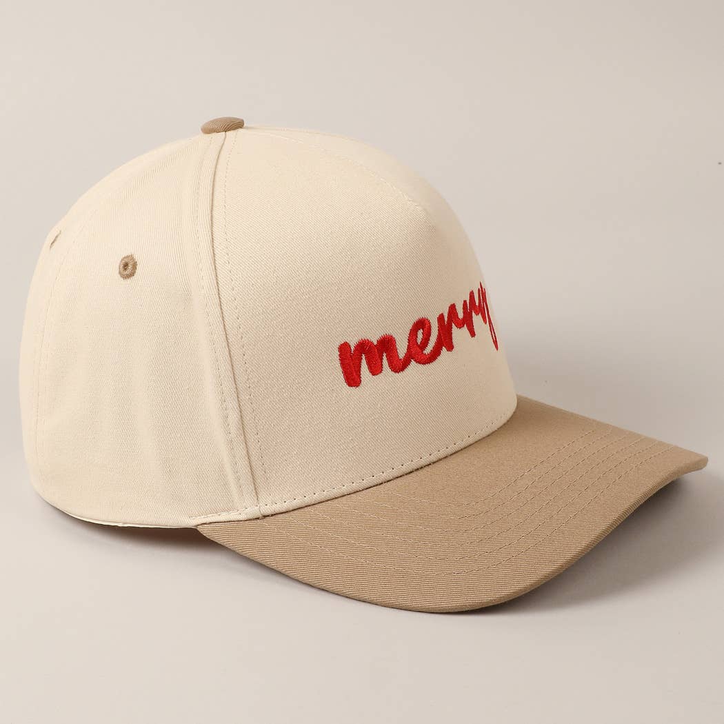 Merry embroidery hat