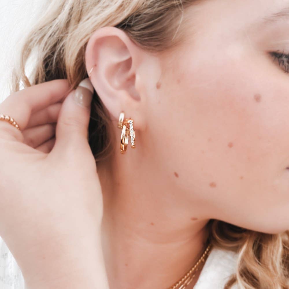 PS Crystal Double Hoop Earring