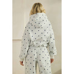 Polka Dot Bubble Hem Knit Hoodie